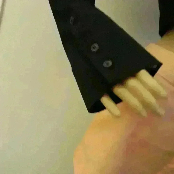 Zara crop collar black trendy day 2 nite blazer flared long sleeve jacket M - Picture 3 of 4